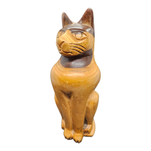 Vintage Wood Hand Carved Egyptian Style Cat Figurine