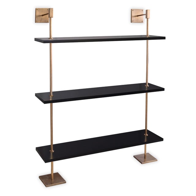 Marais 3Tier Black & Aged Brass Shelf 48"W Chairish