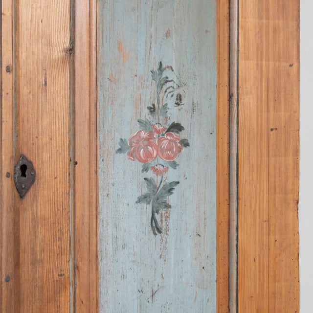 Early 19th Century Swedish Pine Cabinet With Original Painted Floral Panels For Sale - Image 10 of 15