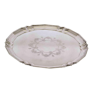 1960 Vintage Mappin & Webb Silver Salver Art-Nouveau Applied Mount