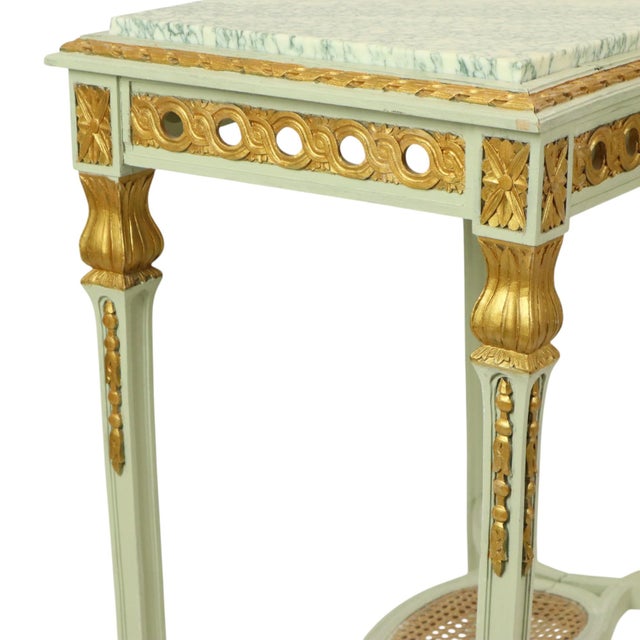 Antique Louis XVI Gilded Console Side Table in Green Marble, 1890s For Sale - Image 11 of 18