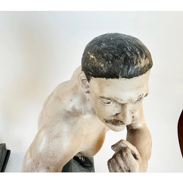 John L. Sullivan & James J. Corbett, American Painted in Color Boxer Sculptures, Boston Strong Boy by Arthur Waagen, c.1895, Set of 2 For Sale - Image 8 of 18
