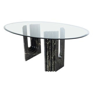 Mid-Century Modern Dining Table in Marble and Glass attributed to Carlo Scarpa, Italy, 1960s For Sale