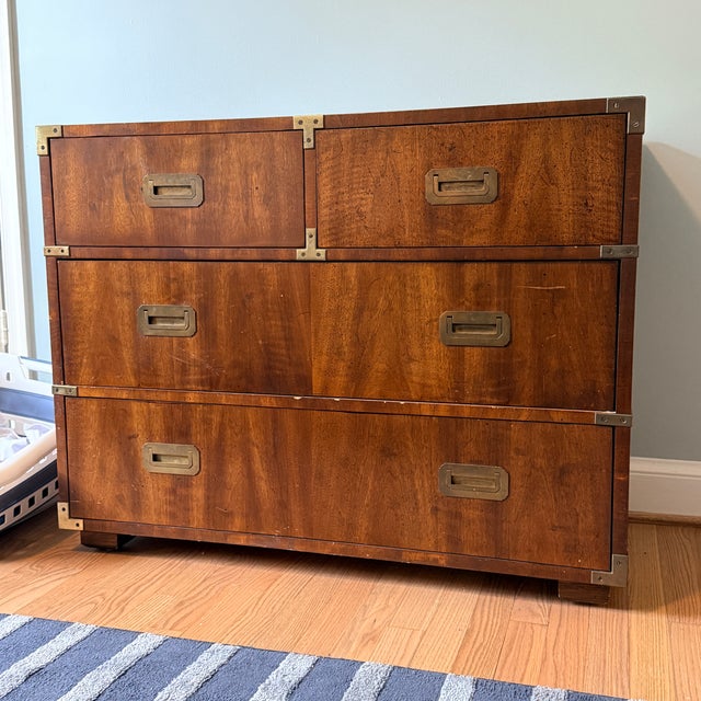 Mid-Century Henredon 4 Drawer Campaign Dresser—two Available For Sale - Image 13 of 13