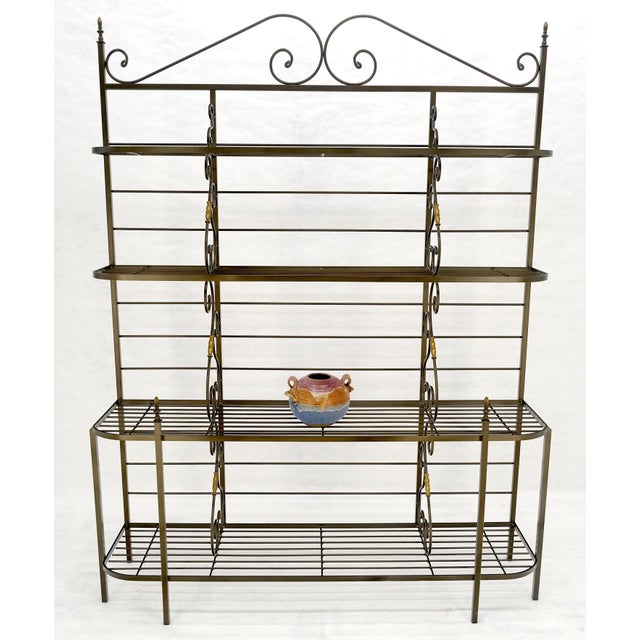 Vintage Steel & Brass Baker's Rack MINT For Sale - Image 6 of 17