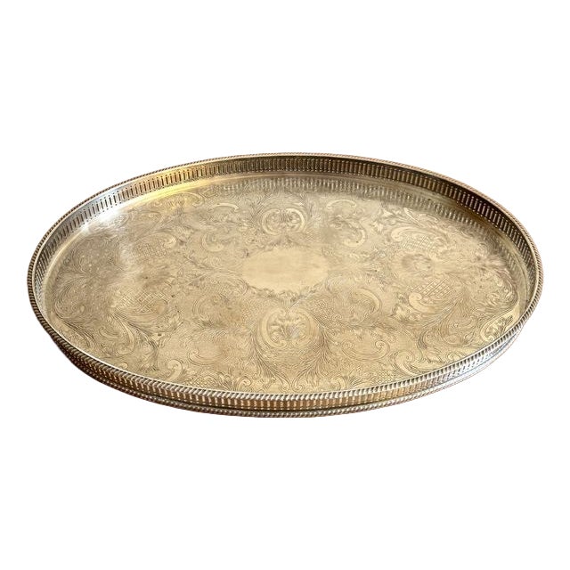 Antique Edwardian Silver Plated Tray, 1900 For Sale