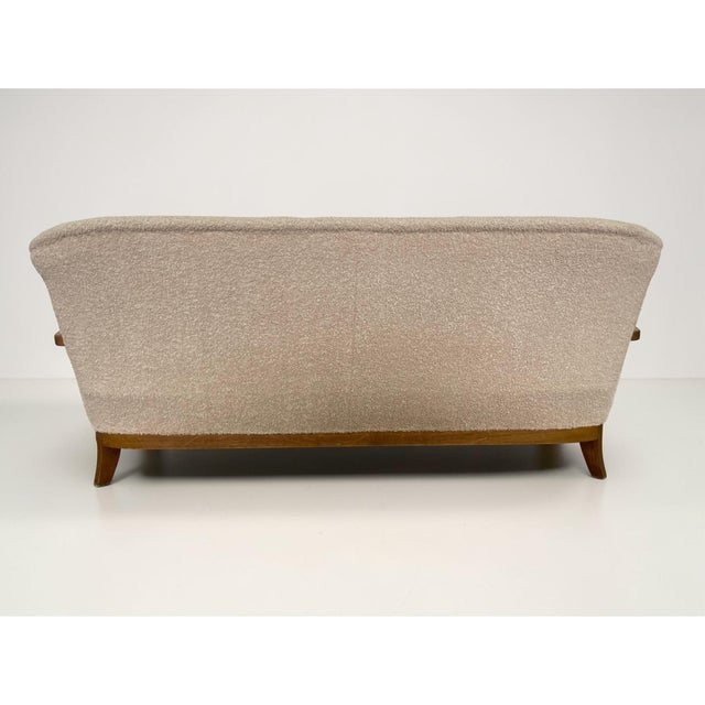 1950s Danish Art Deco Style Three-Seater Sofa in Beige Bouclé, 1950s For Sale - Image 5 of 12