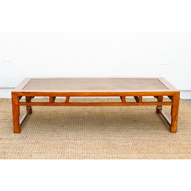 Large Antique Qing Woven Top Coffee Table For Sale In Los Angeles - Image 6 of 14