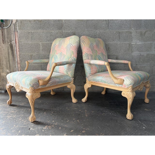 A Pair of Palm Beach Regency Coastal Style Bergere Armchairs by Sherrill Furniture. Circa 1980s For Sale In Miami - Image 6 of 18