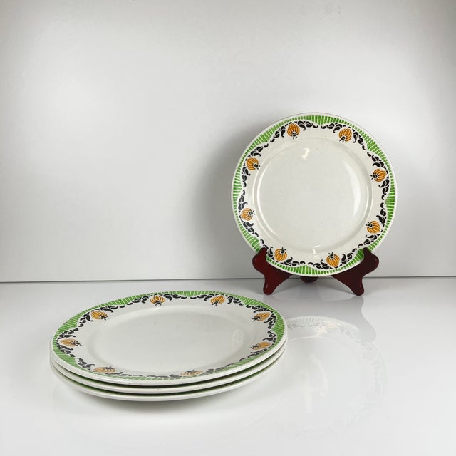 Vintage Maroussia Dinner Plates from Sarreguemines, 1930s, Set of 4 For Sale - Image 9 of 9