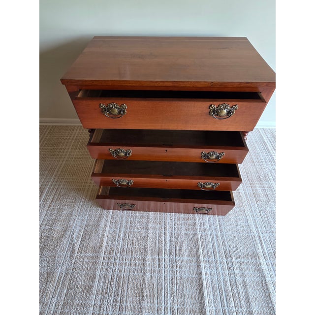 Antique Empire Style Cherry Chest of Drawers, Late 19th Century For Sale - Image 4 of 8