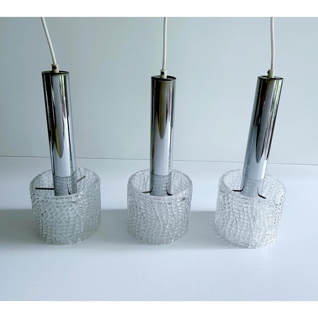 Vintage Brutalist Glass Pendant Lights from Kalmar, 1970s, Set of 3 For Sale - Image 13 of 16