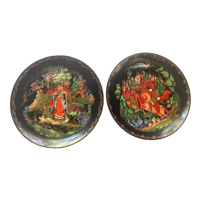 Ruslan & Ludmilla Medieval Times Art Plates a Pair For Sale