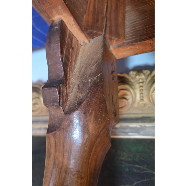 Antique Provincial Queen Anne Cabriole-Leg Writing Table in Warm Patinated Wood With Brass Ring Pull, Circa 1780–1830 For Sale - Image 16 of 17
