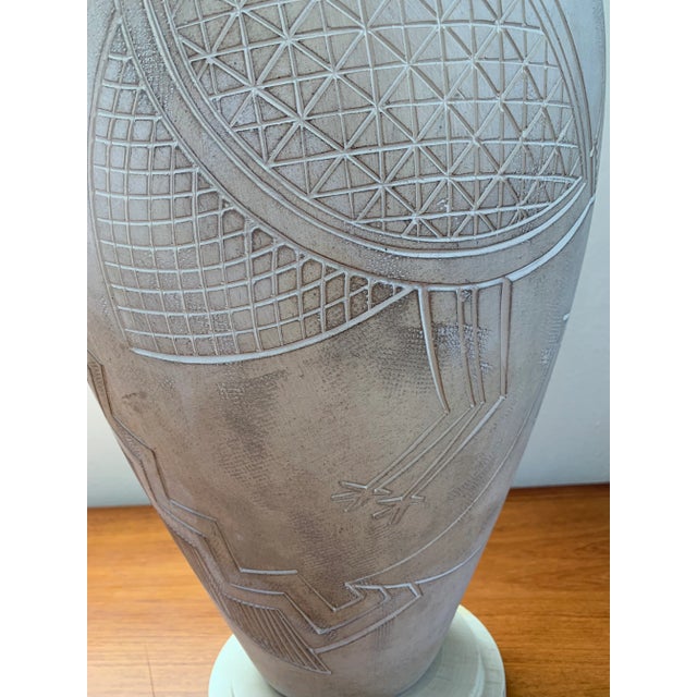 1980s 1980s Vintage Casual Lamps of California Tribal Bird Abstract White Plaster Lamps- a Pair For Sale - Image 5 of 13
