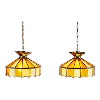 Vintage Slag Glass Chandeliers - A Pair For Sale