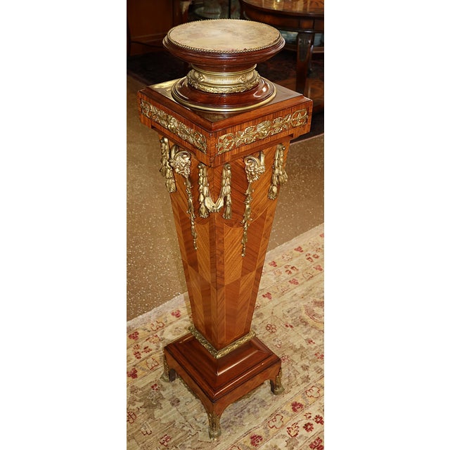 1920s Early 20th Century Bronze Mounted French Louis XV Style Kingwood Column Pedestal For Sale - Image 5 of 11