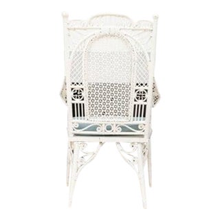 Vintage Wicker Arm Chair With Woven Star Motif For Sale