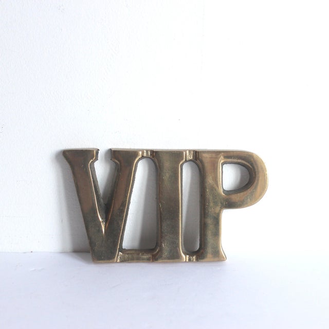 Mid 20th Century Vintage Brass VIP Paper Weight For Sale - Image 5 of 5