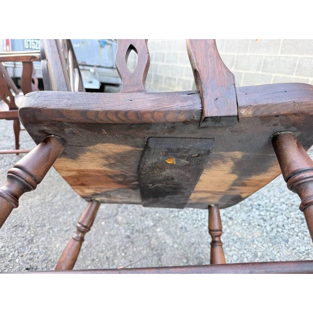 Pair of 19th Century Low Back Solid Wood Windsor Armchairs For Sale - Image 16 of 16