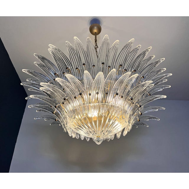 Murano Murano Chandelier Palmette on 2 Levels - Clear/Transparent Murano Glasses For Sale - Image 4 of 6