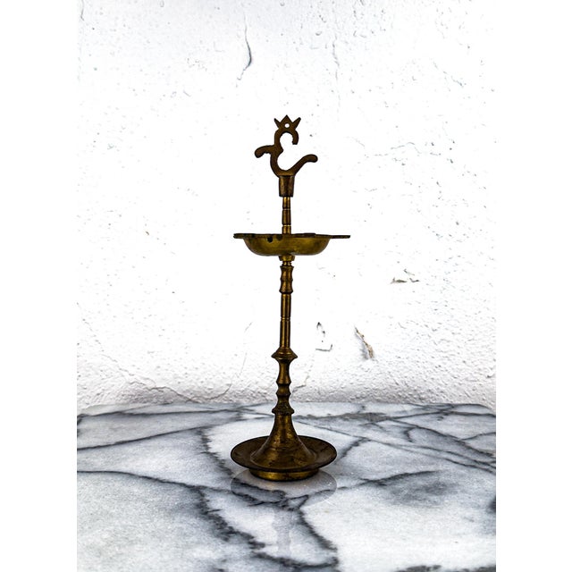 1950s Brass Panchmukhi Diya Oil Lamp For Sale - Image 9 of 11