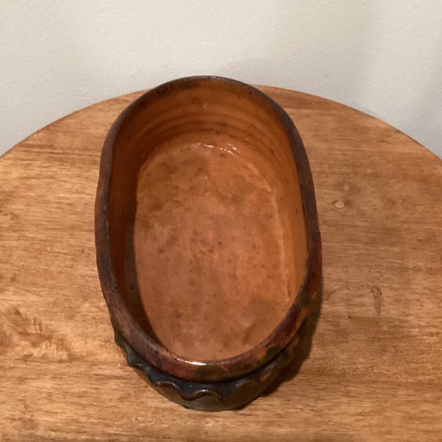 Early 20th Century Antique French Glazed Terracotta Oval Baking/Cooking Vessel For Sale - Image 5 of 12