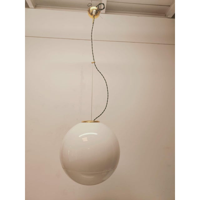 Leucos Suspension with Brass Frame by Roberto Pamio, 1980s For Sale - Image 9 of 16