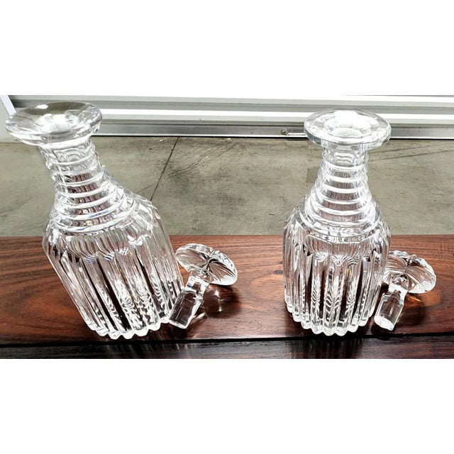 Beautiful Antique William IV English Fine Lead Cut Crystal Spirit Decanters - Pair. For Sale - Image 11 of 13