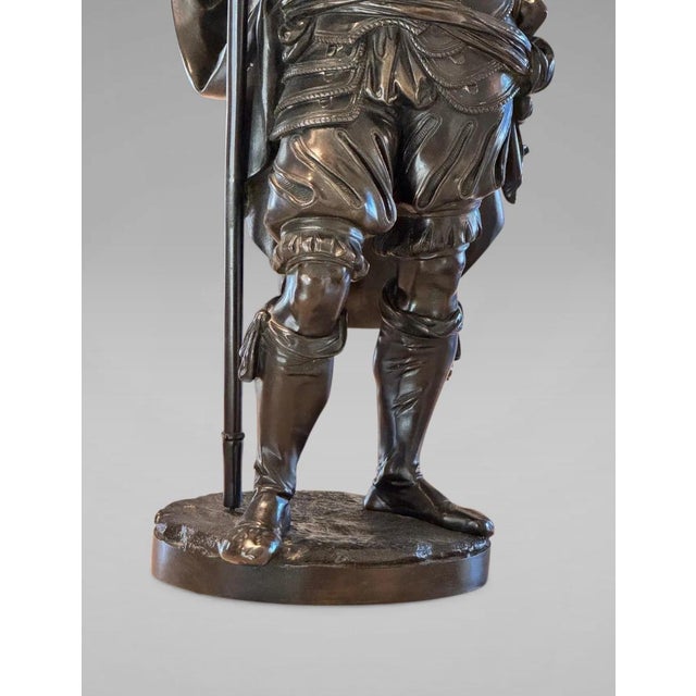 Bronze Antique 25” Signed French Bronze Sculpture the Landsknecht by Albert-Ernest Carrier Belleuse For Sale - Image 8 of 13