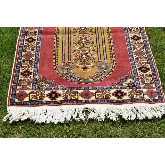 Red 1960s Vintage Turkish Floral Desing Red Handmade Kayseri Rug For Sale - Image 8 of 12