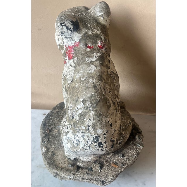 Antique Weathered French Bull Dog Concrete Dog Statue, C. 1940's For Sale - Image 13 of 15