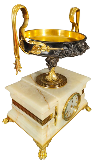 Art Nouveau Onyx Barbedienne Clock, 19th Century