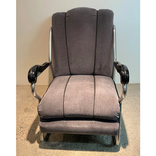 Wood 1930s Art Deco Club Chairs With Chrome and Ebonized Wood Handles - a Pair For Sale - Image 7 of 11