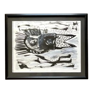Vintage Boho Original Watercolor on Paper Signed John Van Orsouw 2009