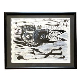 Vintage John Van Orsouw Signed Abstract Watercolor Painting, 2009 For Sale