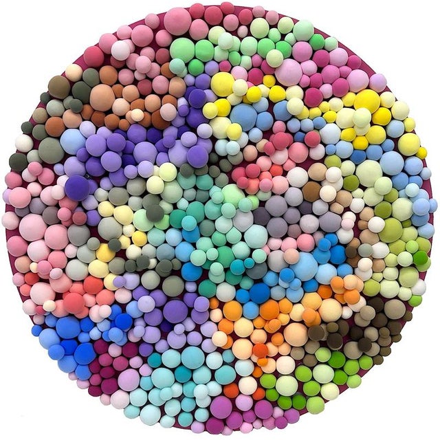 Round Multicolor Relief Wall Sculpture, 2010s For Sale - Image 9 of 9