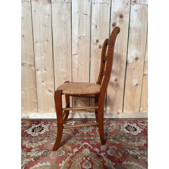 Wood Louis XV Style Rustic Chairs in Fruitwood with Rush Seats, 19th Century, Set of 8 For Sale - Image 7 of 10