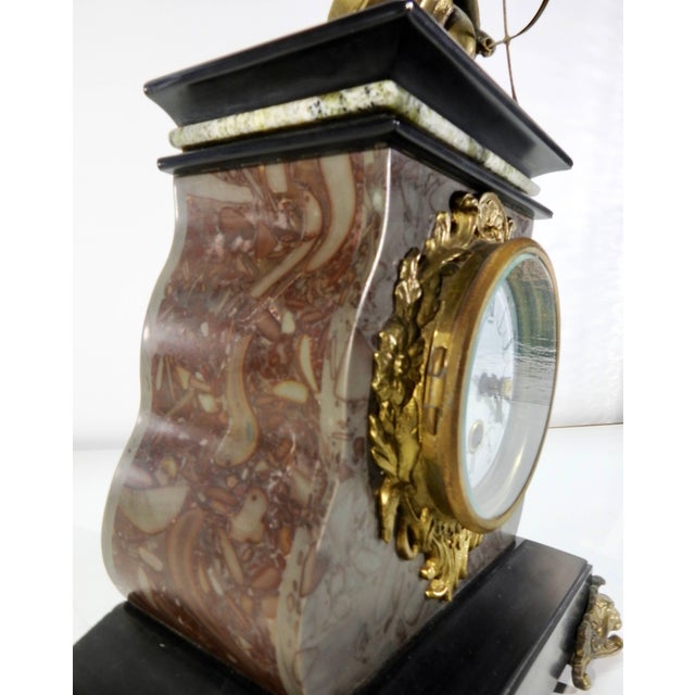 1920s 20th Century French Marble Clock With Bronze Cherub For Sale - Image 5 of 11