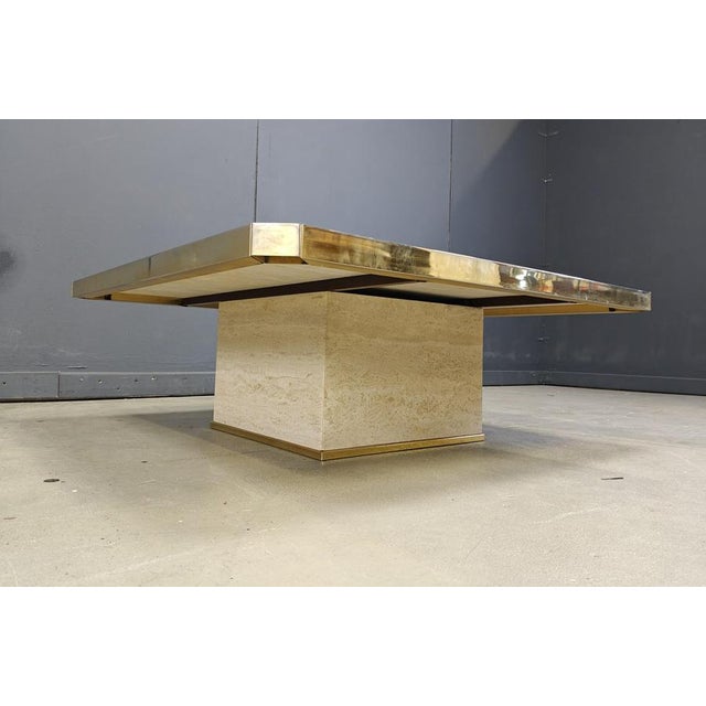 Vintage 23kt Gold and Travertine Coffee Table from Belgochrom, 1970s For Sale - Image 6 of 12