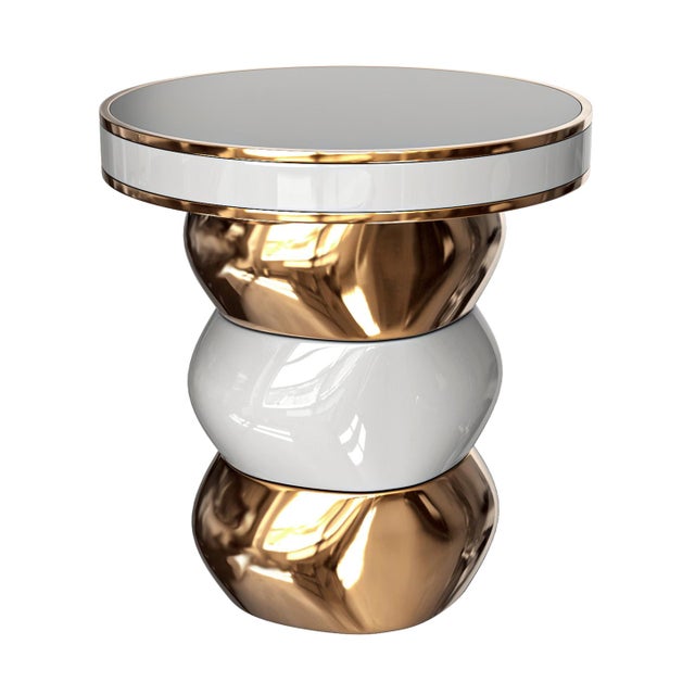 Metal "Gradino" Side Table With Bronze and Stainless Steel, Handmade For Sale - Image 7 of 8
