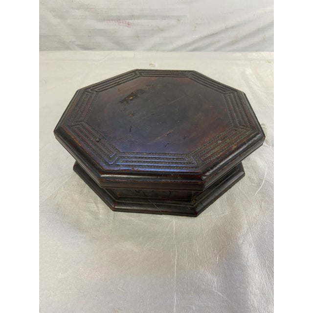 Octagonal wood Chinese table top could be used as a riser or pedestal.