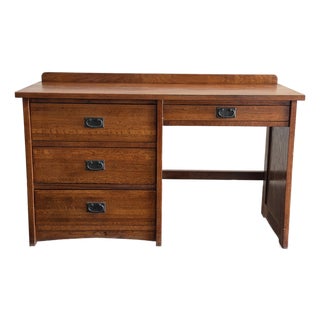 Mid 20th Century Spanish Revival Style Mission Quarter Sawn Oak Desk For Sale