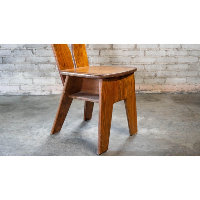 Wood 1970s French Modern Brutalist Dining Chairs After Pierre Chapo - Set of 8 For Sale - Image 7 of 18