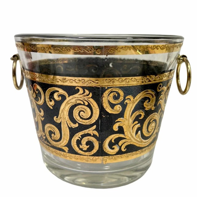 1960s 1960s Culver Ebony Baroque Glass Ice Bucket For Sale - Image 5 of 9