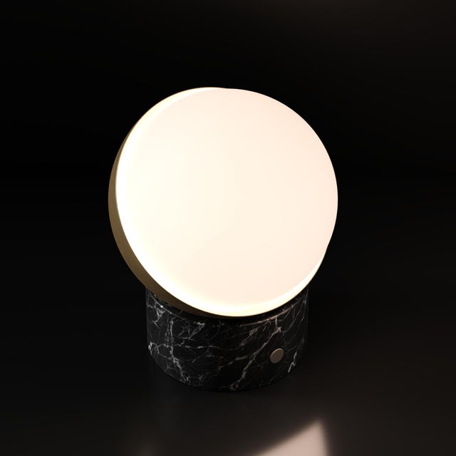 ORB Rechargeable Cordless LED Table Lamp, 3-Levels Brightness Touch Sensor Control, Black Marble / Brushed Brass For Sale - Image 9 of 14
