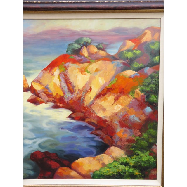 Late 20th Century Late 20th Century Large Contemporary West Coast Ocean Cliffs Seascape Oil Painting ~ California or Pacific Northwest Bluffs Art For Sale - Image 5 of 16