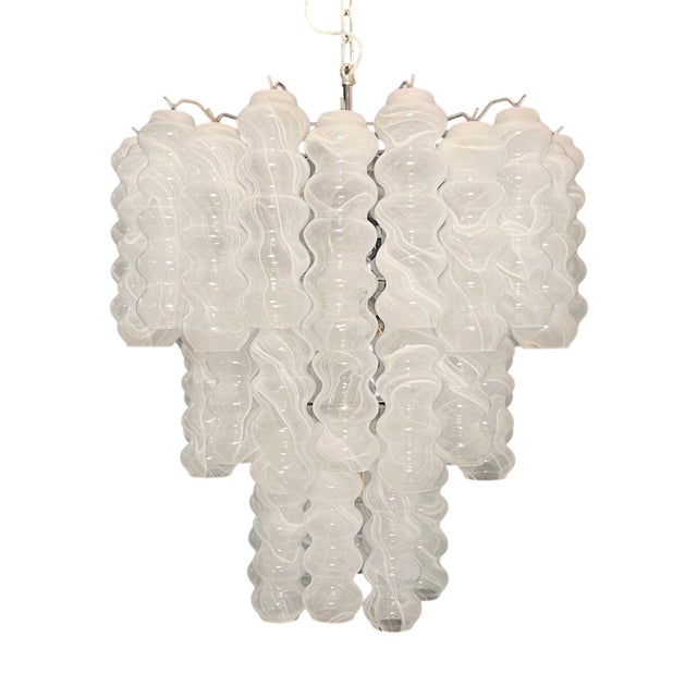 Large Murano Glass 3-Tier Tube Chandelier, 1990s For Sale