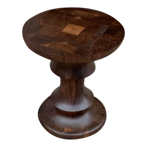 1980s Vintage Solid Walnut Stool