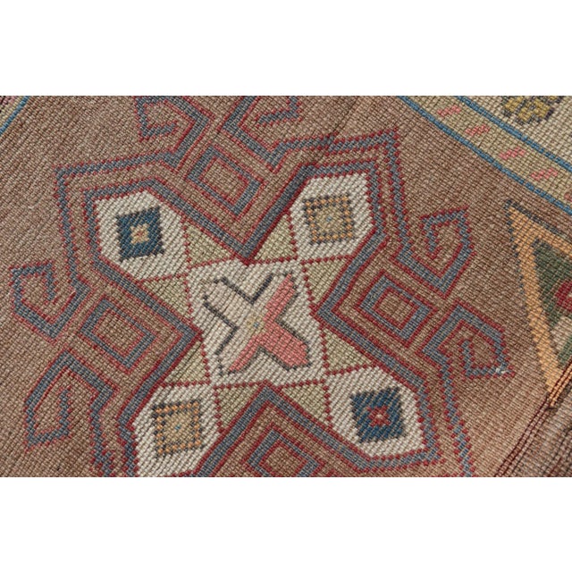 Vintage Turkish Oushak Geometric Cross Medallion's With Floral Border 2'7 X 5'9 For Sale - Image 10 of 10